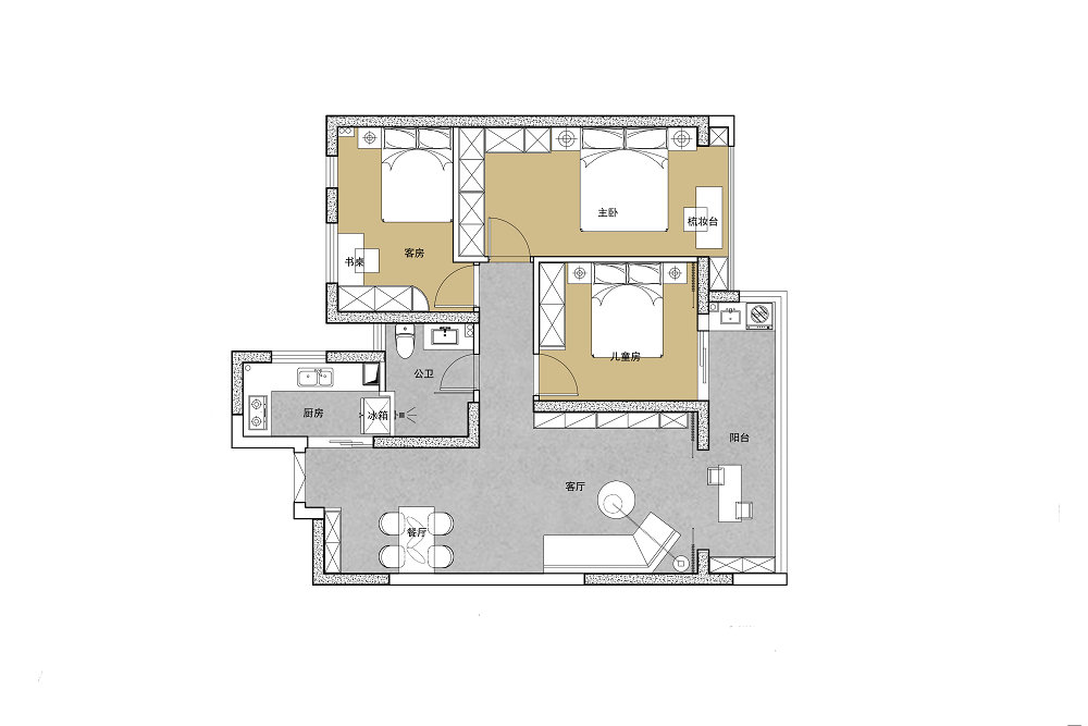 臨江府105平現代風格裝修效果圖