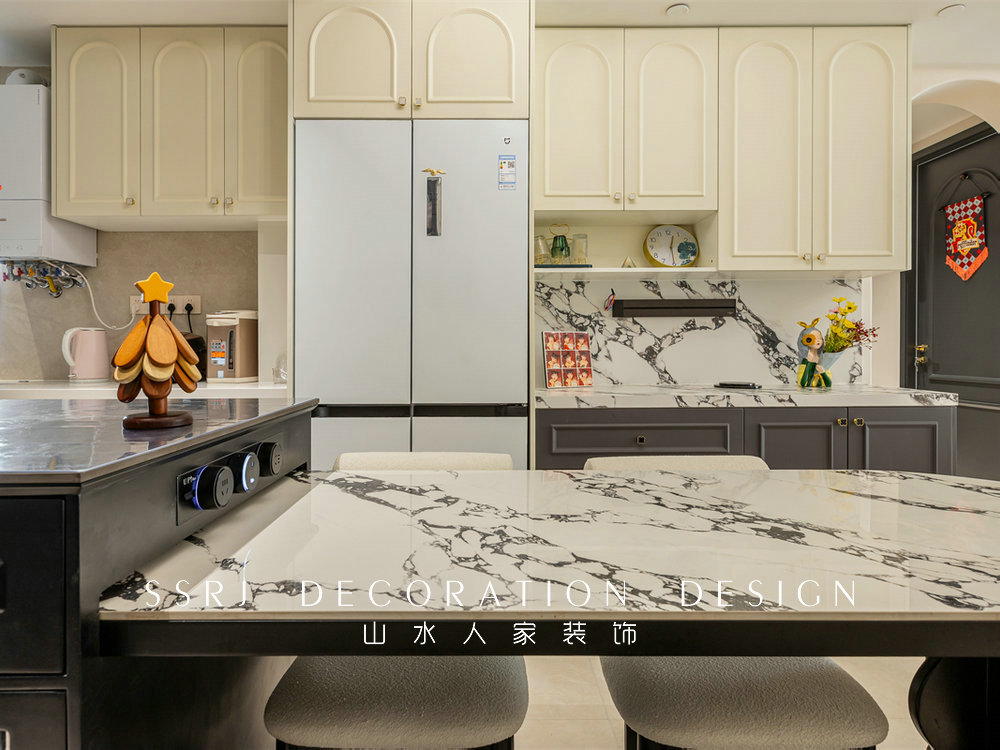 華僑城紅坊128平奶油法式風格裝修效果圖