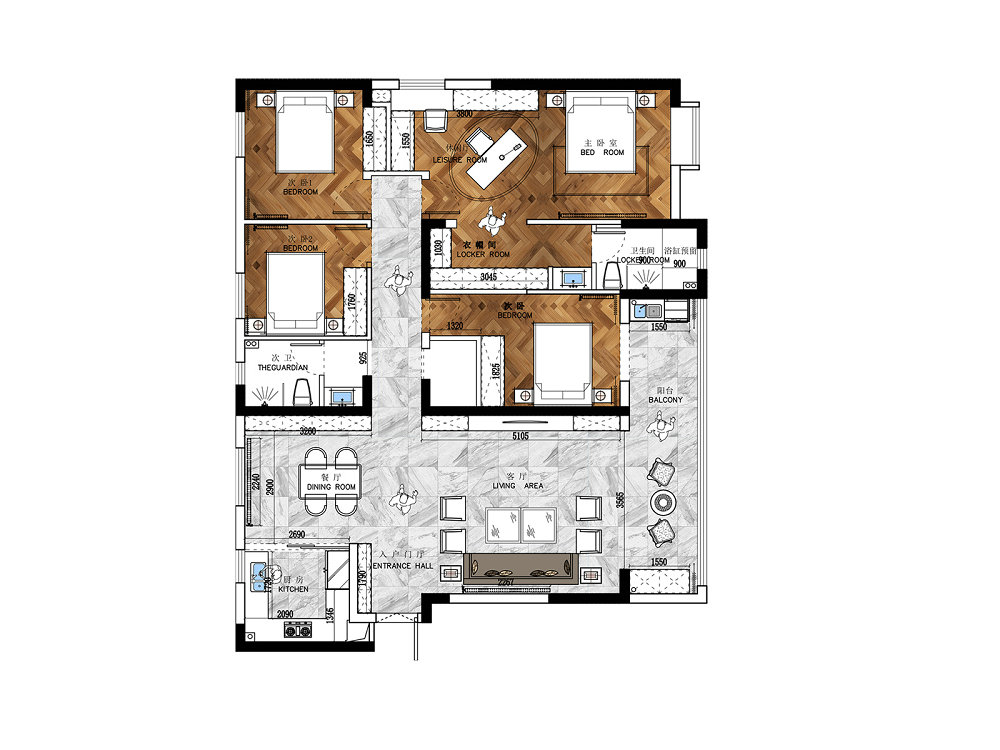 嘉河盛景190平現代風格裝修效果圖